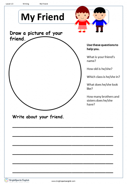 My Friend English Writing Worksheet â English Treasure Trove